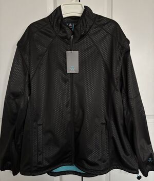 Axial Block Full Zip Black Jacket Cycling Men's Size 3XL-Removable Sleeves.